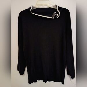 Finity Black Sweater with‎ White Accents